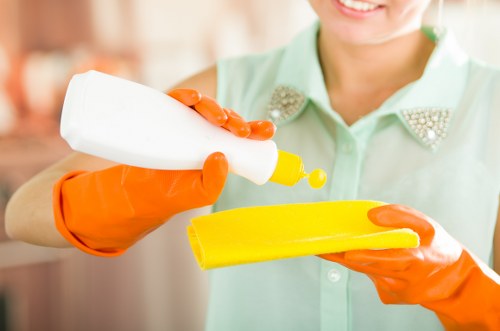 Close-up of carpet odour removal treatment in a local property