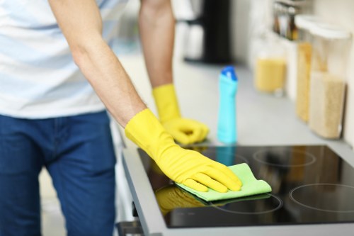 Local Fulham cleaner working in a modern apartment building