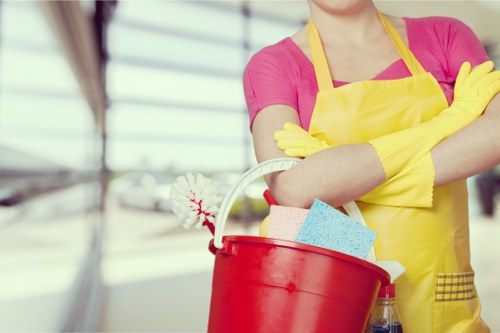 Reusable cleaning supplies set aside for charity donation or reuse